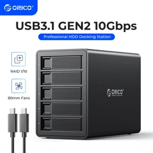 ORICO 5 Bay Hard Drive Enclosure Daisy Chain 10Gbps Type-C HDD Docking Station - Picture 1 of 8