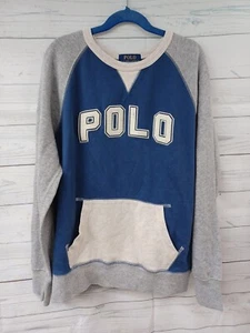 Polo Ralph Lauren Boys Crewneck Sweatshirt Youth Sz M Blue Gray Spell-out  - Picture 1 of 10