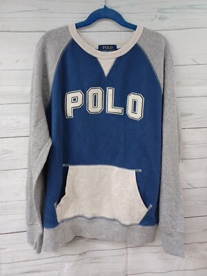 Polo Ralph Lauren Niños Cuello Redondo Sudadera Juvenil Talla M Azul Gris Deletreado  Foto 1 de 4