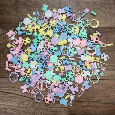 LOT Baby Shower Decorations Favors Cake Cupcake Toppers Blue Pink Yellow - Image 1 of 4