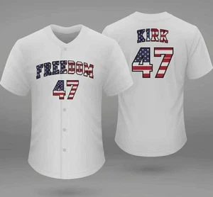 Charlie Kirk Freedom Jersey Baseball #47 Shirt - Picture 1 of 1