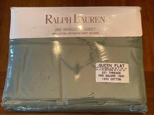 Ralph Lauren Queen Cotton Flat Sheet Sage USA - Picture 1 of 2