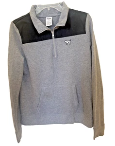 Victoria Secret Rosa Mujer Cuarto Cremallera Jersey Gris Sudadera Mediana - Imagen 1 de 5