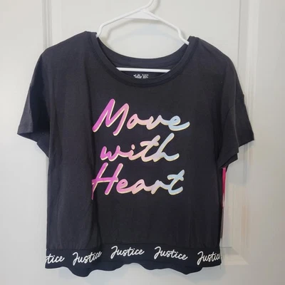 Justice Girls Dance and Gymnastics Crop Graphic Tee Size XL "Move with Heart" - Image 1 of 4