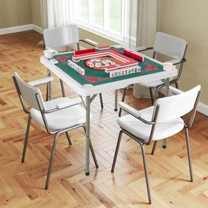 35" Folding Mahjong Table with Cup Holders & Smooth Felt Mat Carrying Handle - Picture 1 of 9