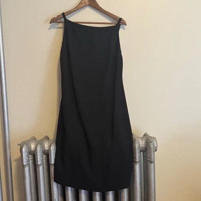 Vestido Ellen Tracy Negro Sin Mangas Cuello Cuadrado Hasta la Rodilla Vacaciones Navidad 14 Foto 1 de 3