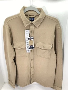 Gap Knit Shirt Men Size Small Brown Button Long Sleeve Cotton Blend Stretch NWT - Picture 1 of 13