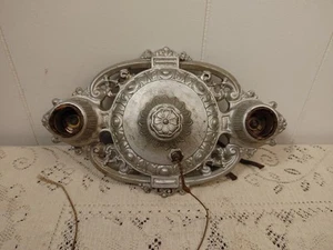 Antique Vtg Art Deco  2 Light Flush Mount Ceiling Fixture 11 1/4" - Picture 1 of 9