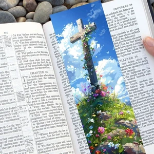 Blumenkreuz religiös laminiert Lesezeichen, Kirche Pastor Geschenk für Buchliebhaber - Bild 1 von 8