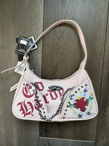 Nuevo con etiquetas Bolso de Mano y Hombro Ed Hardy Rosa Love Kills Lentamente Rosa Tachonado Bling - Imagen 1 de 9