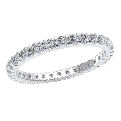Conjunto clássico de aliança de casamento 0,95 ct diamante anel de eternidade sólido platina 950 feminino - Imagem 1 de 3