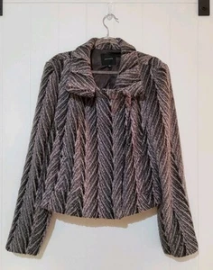 Portmans Wool Blend Crop Jacket Womens Size 14 Zip Up High Neck Pockets - Picture 1 of 14