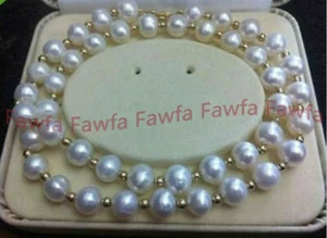 Beautiful 7-8/8-9/9-10MM NATURAL AKOYA WHITE  FRESHWATER PEARL NECKLACE - Picture 1 of 10