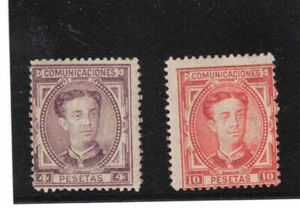 ESPAÑA.  4 ptas y 10 ptas nuevos de Alfonso XII. Edifil 181*-182* - Picture 1 of 1