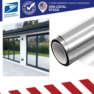 20" x13FT Uncut Roll Window Mirror Silver Chrome Tint Film New Home Office Glass - Picture 1 of 13