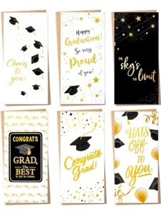 72 Pack Gold Foil Graduation Cards - Money Holder Pack - Picture 1 of 5