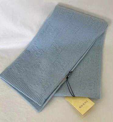 Gucci GG NIÑOS BEBÉ AZUL LANA BUFANDA NUEVA NUEVA CON ETIQUETAS Hecha en Italia! Foto 1 de 4
