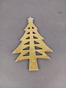 Arbre de vacances de Noël vintage en laiton avec trivet étoile / environ 8" de haut / décor 