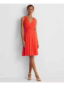 Lauren Ralph Lauren Sleeveless Lined Jersey Dress  Hyannis Port Orange Size 6 - Picture 1 of 4
