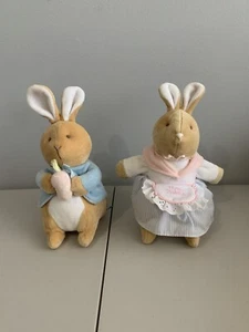 Lot Of 2 Vintage Peter Rabbit Eden Plush Soft Toy Mrs. Rabbit Peter Rabbit 8” - Picture 1 of 9