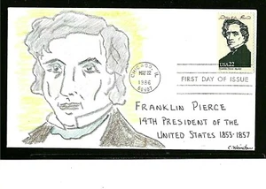 2217e 22c Stamp (1986) PRESIDENT FRANKLIN PIERCE FDC FROM C. WINSTON - Picture 1 of 1