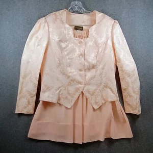 Dominique Falda Traje Mujer 14 Floral Negocios 2 Piezas Hecho en EE. UU. Hombreras - Imagen 1 de 17