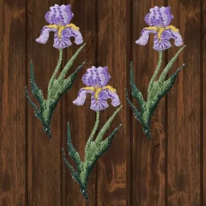 Mini Iris Embroidered Patch — 3-Pack — Iron On - Picture 1 of 1