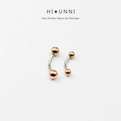 16g Rose Gold curved piercing barbells, belly ring, eyebrow rings, rook earring - Image 1 of 4