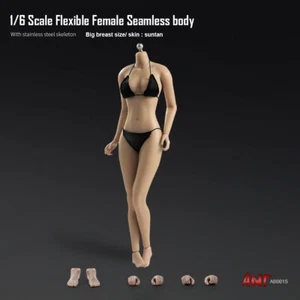 1:6 Female Suntan Skin Large Bust Breast seamless Body For 12in Action Figure - Picture 1 of 9