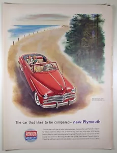 Anuncio impreso de revista grande de colección 1949 PLYMOUTH Automóvil página completa - Imagen 1 de 1