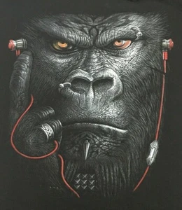 Moda Para Hombres Gorilla Ape Pierced Auriculares Gráficos Camiseta XXL Negra - Imagen 1 de 5