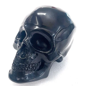 5.1'' Natural Obsidian Carved Crystal Skull,Crystal Healing,Home Decoration - Picture 1 of 9
