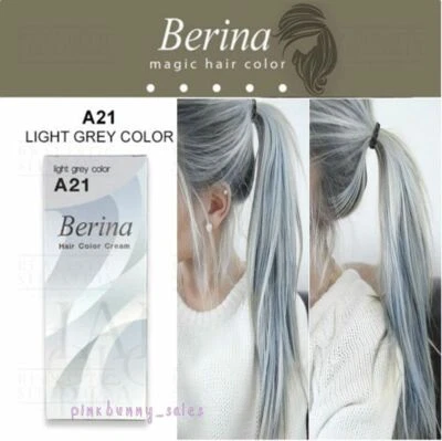 Berina A21 Light Grey Silver Permanent Hair Dye Color Cream Unisex - Punk Style - Image 1 of 4