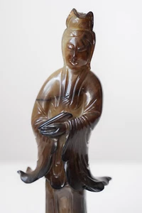 Beautiful - Antique - Jade Guanyin - Qing Dynasty - Handcarved - 21cm/8.2in - Picture 1 of 6