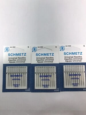 Sewing Machine Needles, Schmetz Universal Size 70/10, 3 packs of 10 Needles. - Image 1 of 3