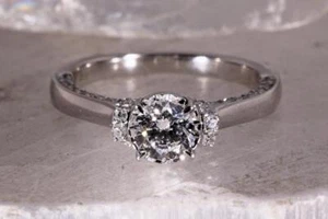 1 CTW Lab Grown Diamant Verlobungsring 10K Weißgold Größe 6,75 - Bild 1 von 8
