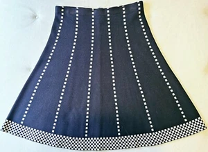 NY Collection A-line Wool Knit Black and White Striped Midi Skirt Size M - Picture 1 of 28