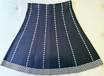 NY Collection A-line Wool Knit Black and White Striped Midi Skirt Size M - Image 1 of 4
