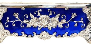 Luxury Tissue Box Silver Royal Blue Tissue Size Bathroom Bedroom Livingroom - Picture 1 of 10