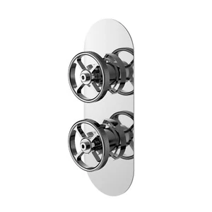 Hudson Reed Industrial Twin Shower Valve Polished Chrome Traditional Bathroom - Picture 1 of 8