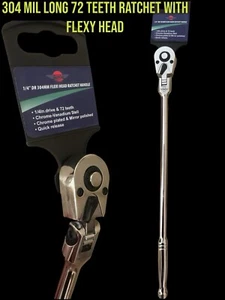 United Tools 1/4 Zoll ANTRIEB EXTRA LANGE FLEXI-KOPF-RATSCHE, 305 mm langer Schraubenschlüssel - Bild 1 von 1