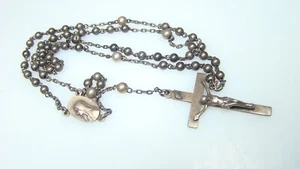 Antique Sterling Pull Chain Style Rosary w Silver Crucifix from Estate - Picture 1 of 2