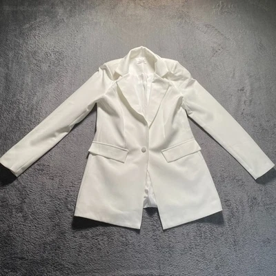 Duty Moti Blazer Womens Size 1 White Formal Single Button Suit Jacket Pockets - Image 1 of 4