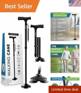 Free Standing Foldable Cane for Elderly - Adjustable Height & Safety Assurance - Picture 1 of 10