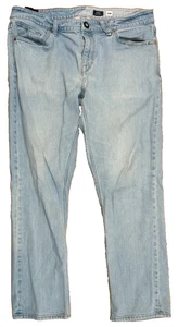 Volcom Men Solver Modern Straight Jeans Size 38 Light Wash Skater Neutral Grunge - Picture 1 of 10