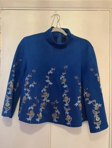 Faux suede embroidered tunic cape top - Picture 1 of 7