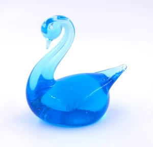 Pisapapeles estatuilla cisne vidrio soplado vidrio arte azul cobalto MCM de colección - Imagen 1 de 2