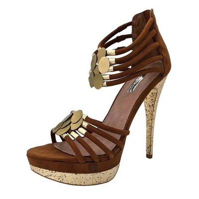 H By Halston Page Taupe Tacón Alto Plataforma Tirantes Gladiador Stiletto Mujer 8.5 Foto 1 de 4