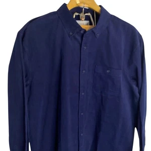 John Blair Corduroy Button Down Shacket L Blue Shirt Camp Classic Grandpacore - Picture 1 of 9