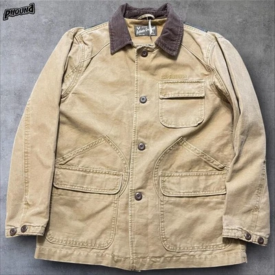 Gap Kids Jacket Boys Large Tan Canvas Chore Coat Barn Field Corduroy Collar - Image 1 of 4